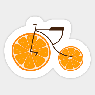 orange wheels bicycle Sticker